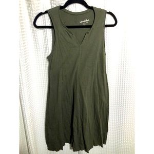 Cotton T-shirt Dress - Olive Green